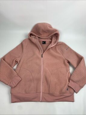 Spyder Dusty Rose Mauve Pink Sherpa Full‑Zip Hooded Jacket Hoodie Size LARGE